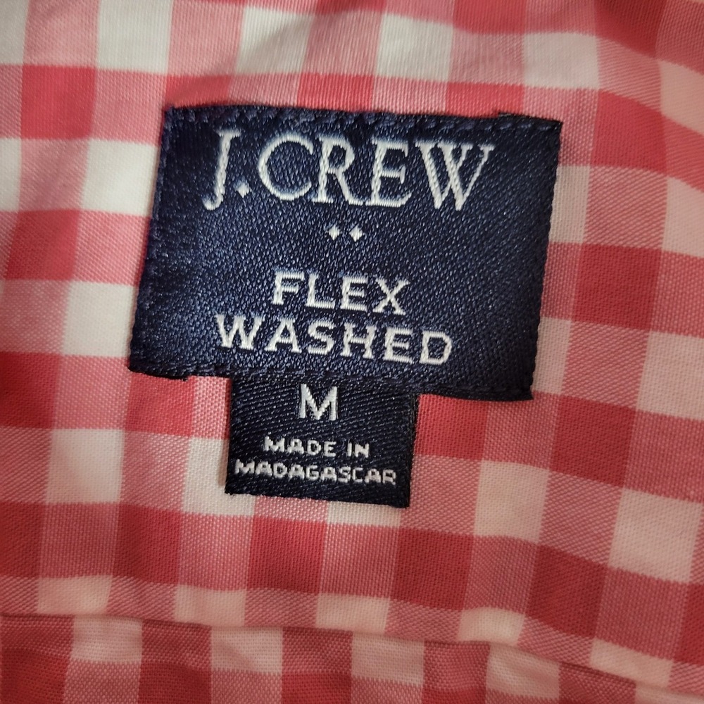 J.Crew Button Down Shirt Mens Medium Red/Pink Gingham Slim Untucked Flex Washed - Picture 8 of 14